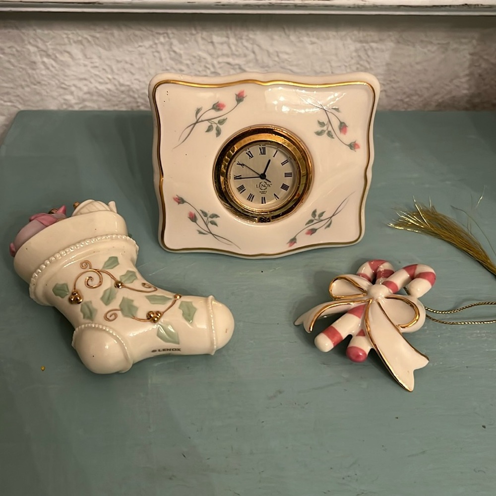 Lenox clock & ornaments